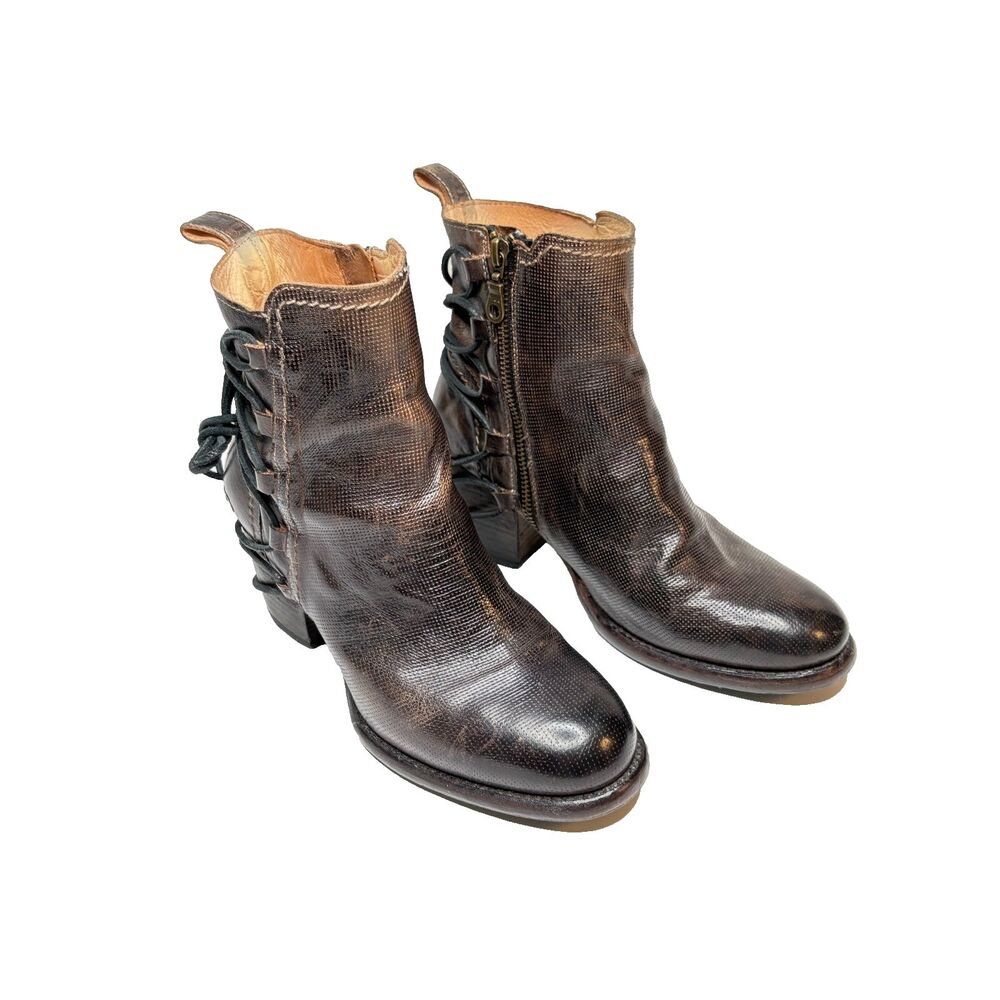 BED STU Blaire Womens Heeled Bootie Size 8 Brown Western Distressed